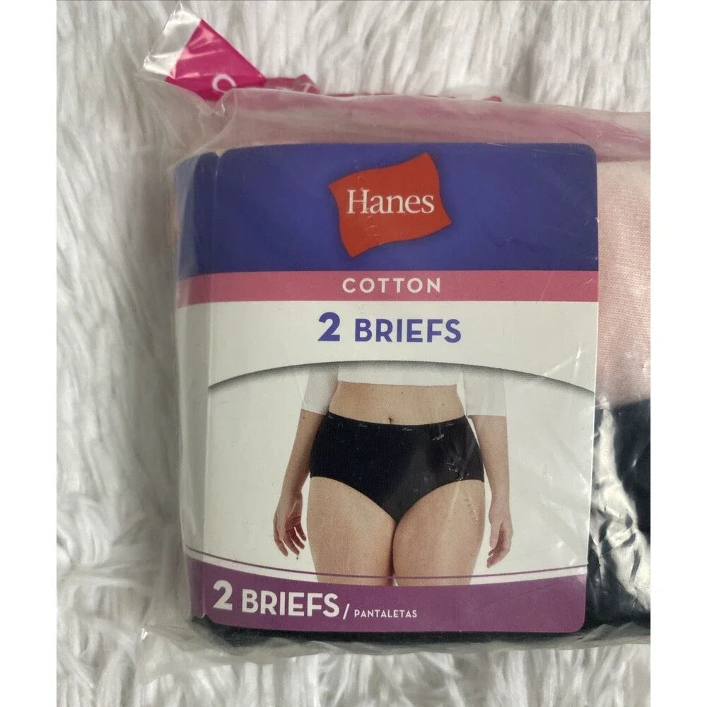 8 Hanes Briefs Panties Size XL 4 Packs Pink Black Cool Comfort 100% Cotton